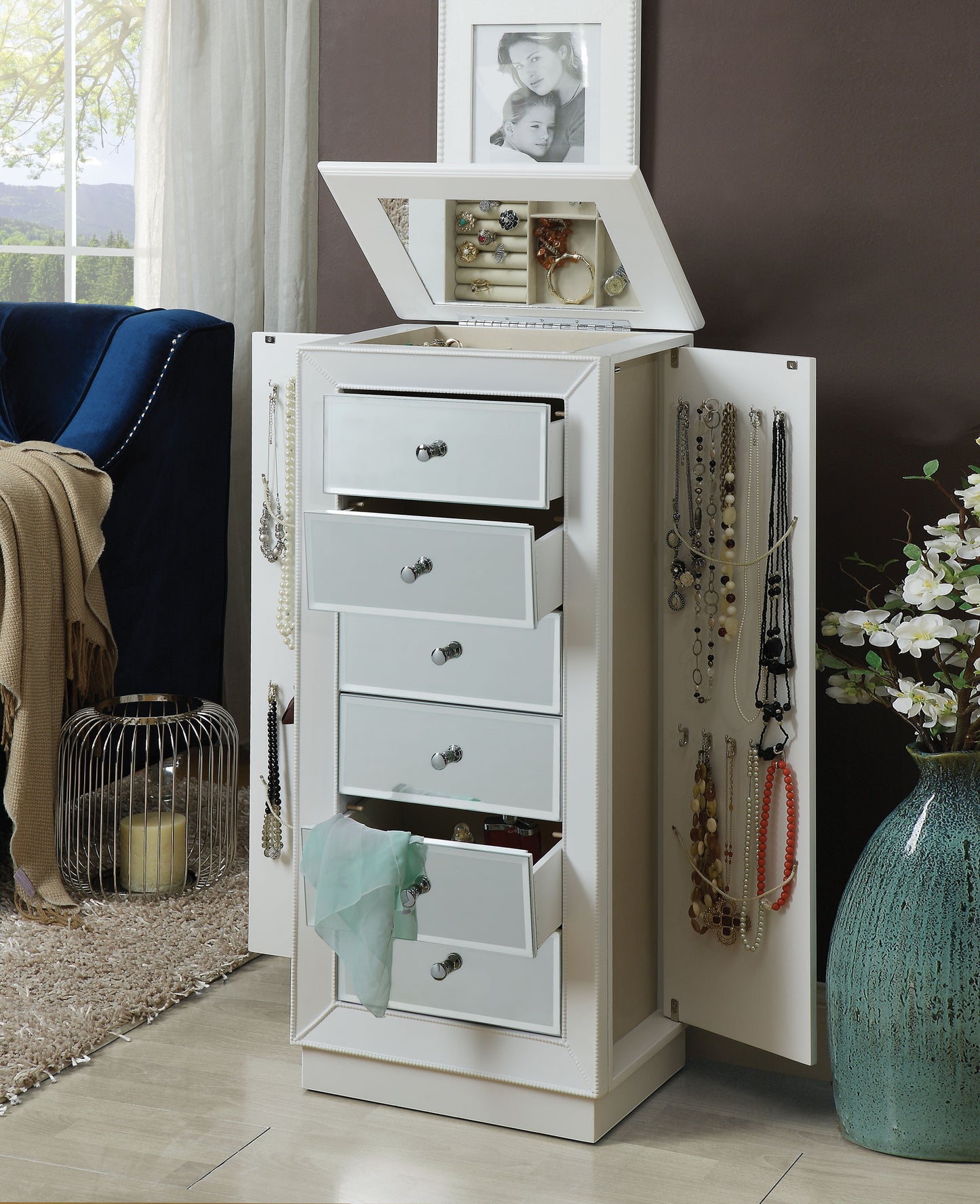 Elegant White Jewelry Armoire by ACME