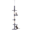 PawHut Adjustable Vertical Cat Tree - Grey & White