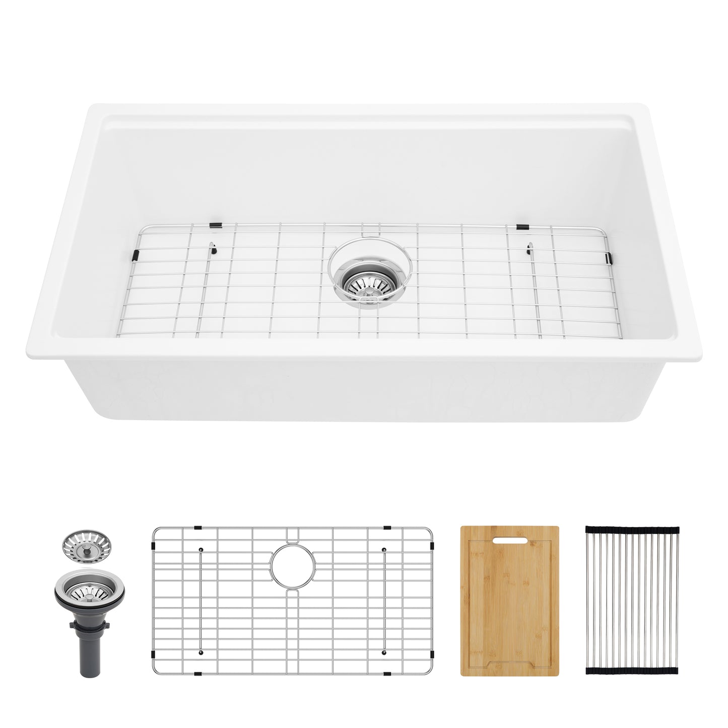 Elegant White Quartz Workstation Sink