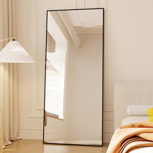 Sleek Black Full-Length Mirror with Stand