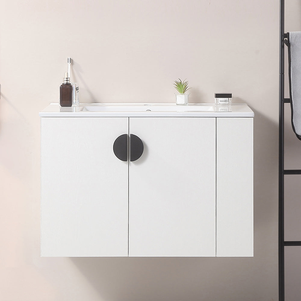 Elegant White Bathroom Vanity with Sink and Storage