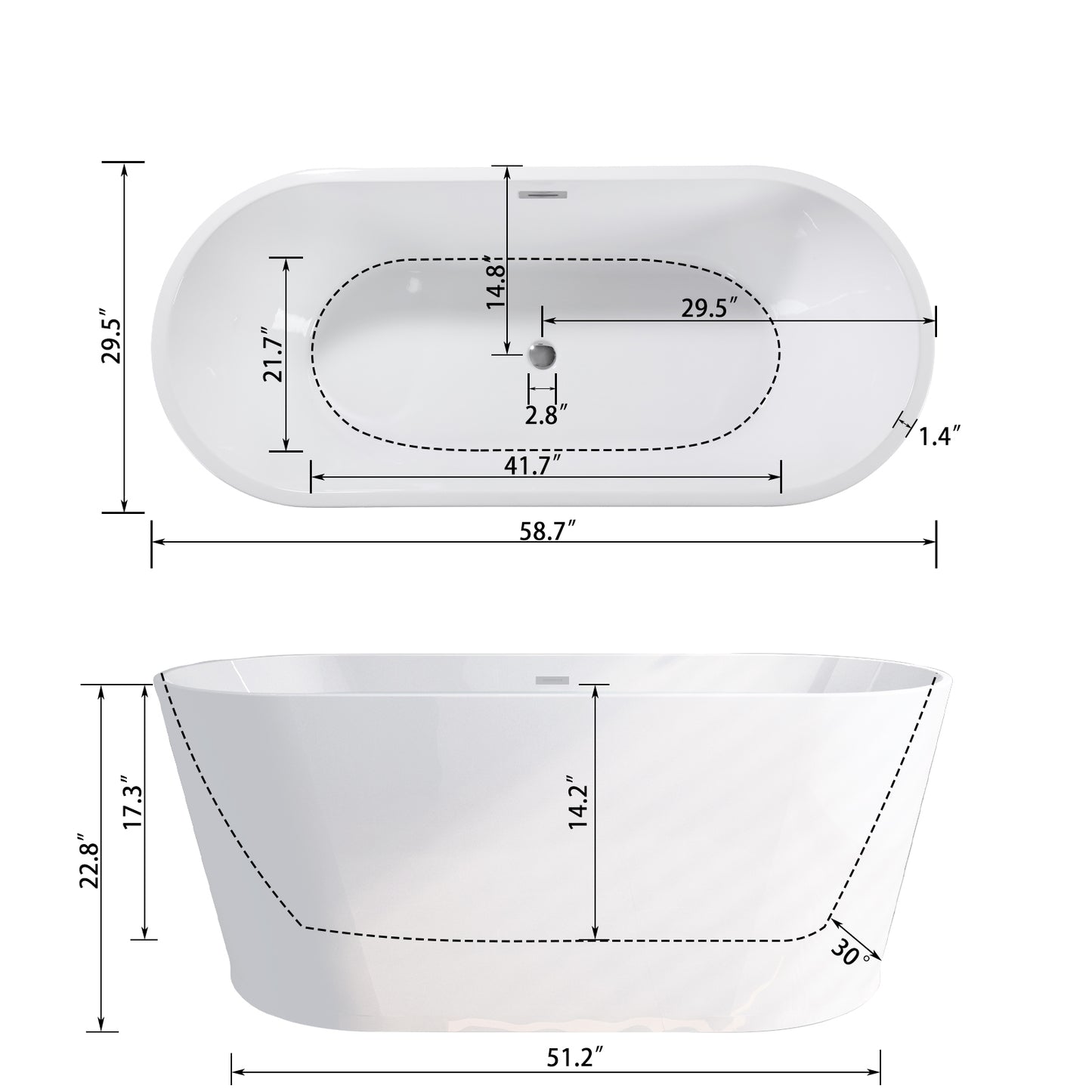 Chic Oval Acrylic Freestanding Bathtub