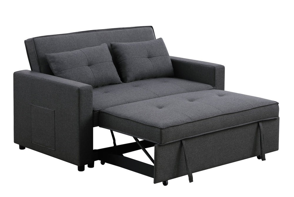 Cozy Convertible Gray Loveseat with Pocket