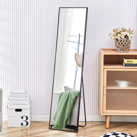 Elegant Full-Length Black Wood Mirror