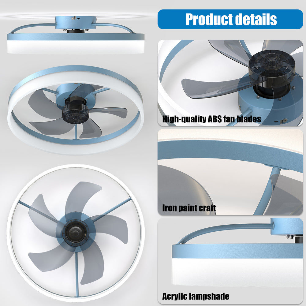 Blue Dimmable Ceiling Fan with LED Light