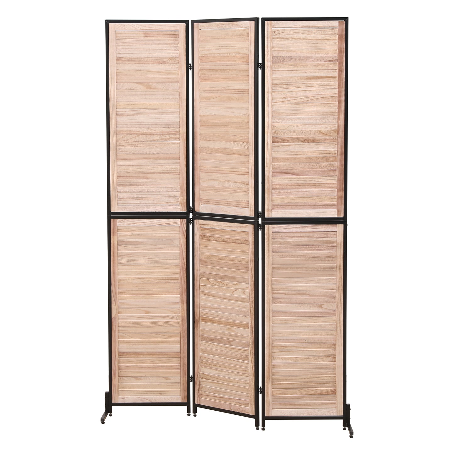 Natural Wooden Folding Room Divider - Stylish Privacy Screen