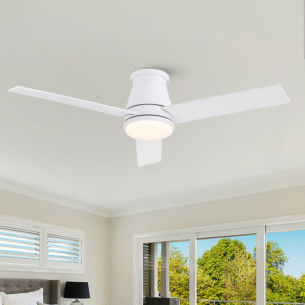 Sleek White Ceiling Fan with Light