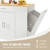 Spacious Kitchen Island with Trash Bin & Storage