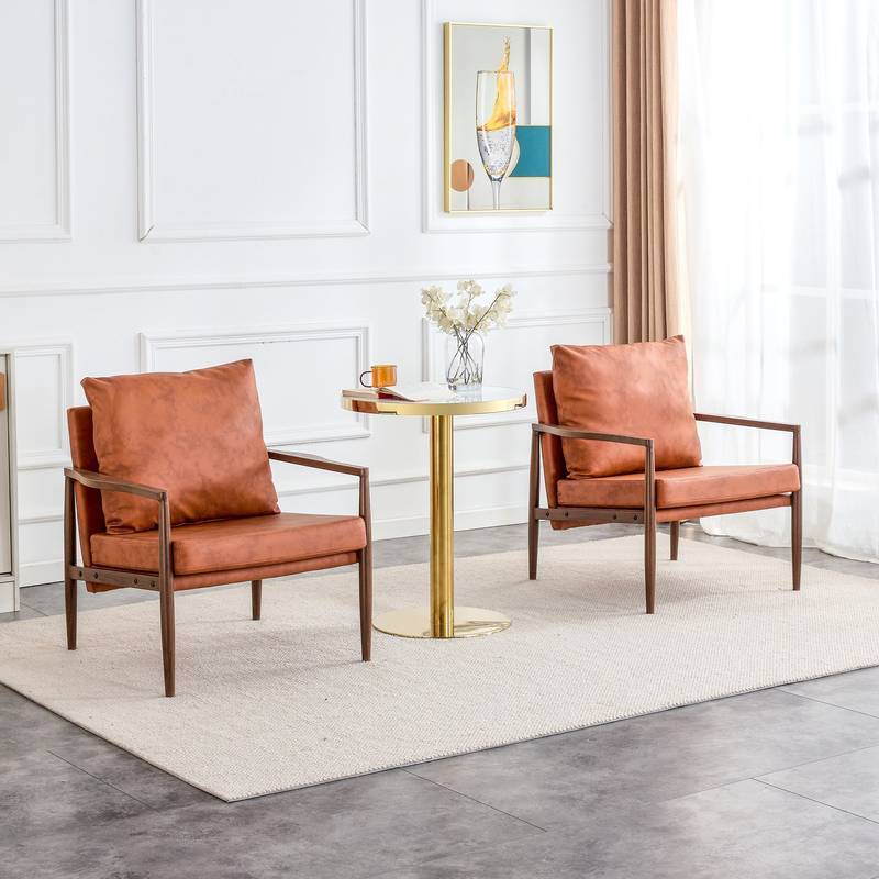 Chic Walnut Armchair with Plush Comfort