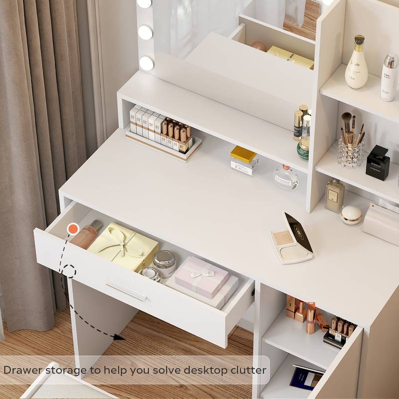 Glam Up Vanity Set with Mirror & Lights