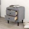 Velvet Gray Nightstand with Drawers