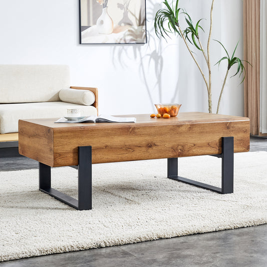 Chic Rustic Coffee Table with Metal Legs