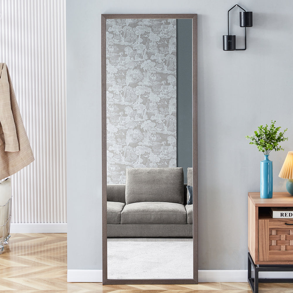 Elegant Gray Wood Full-Length Mirror