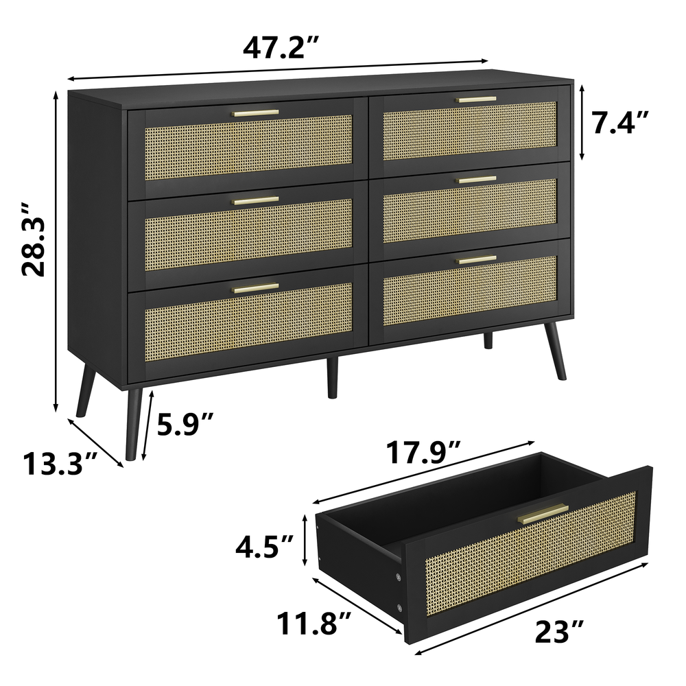 Chic Rattan 6-Drawer Storage Chest