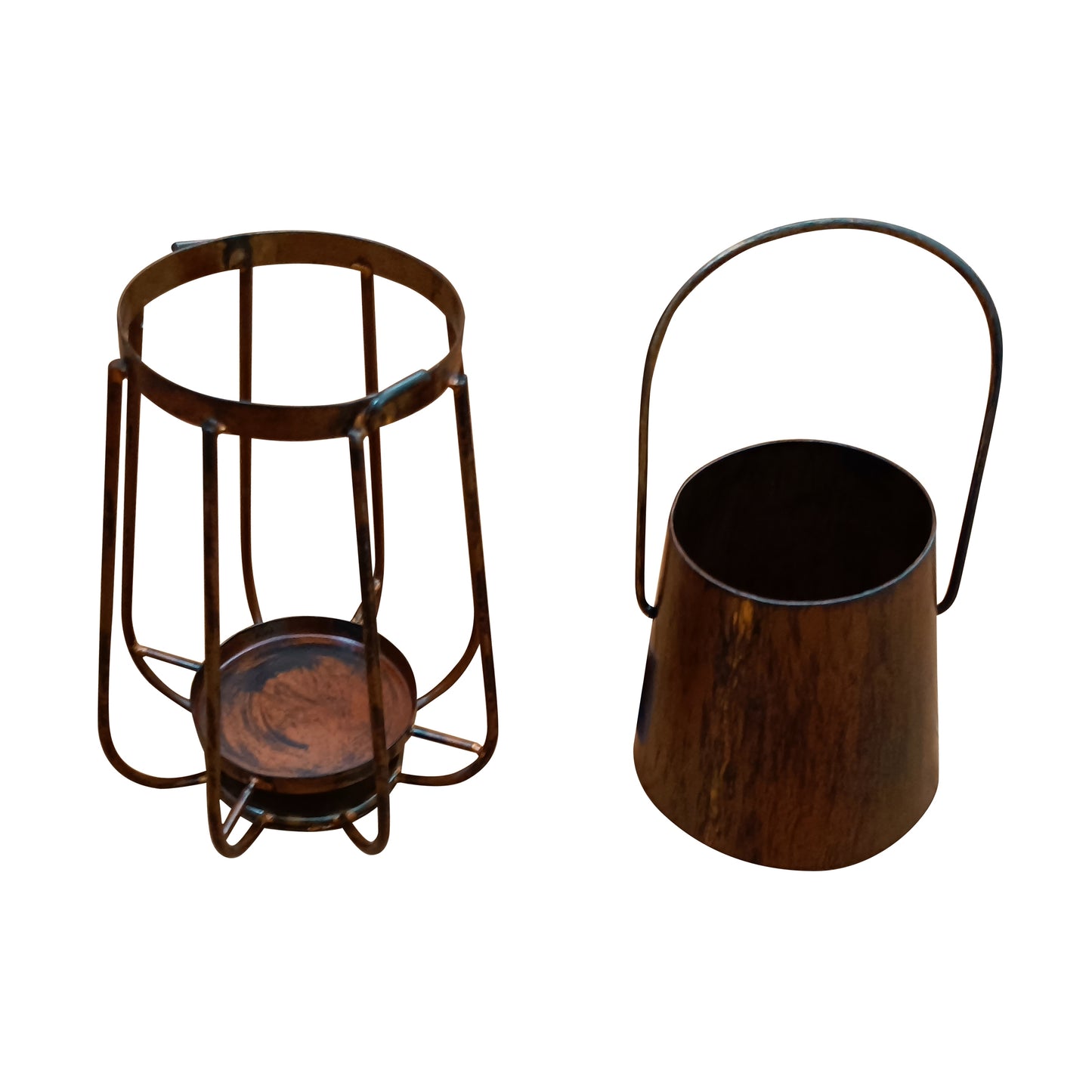 Chic Vintage Iron Lantern with Curved Handle