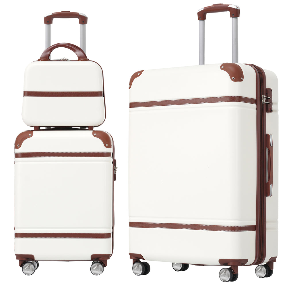 Lightweight White Luggage Trio with TSA Lock