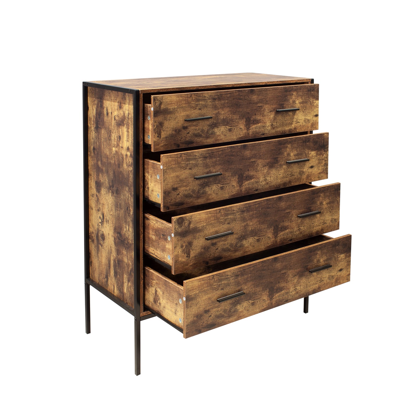 Rustic Steel Frame 4-Drawer Dresser