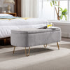 Chic Grey Faux Fur Storage Ottoman Bench