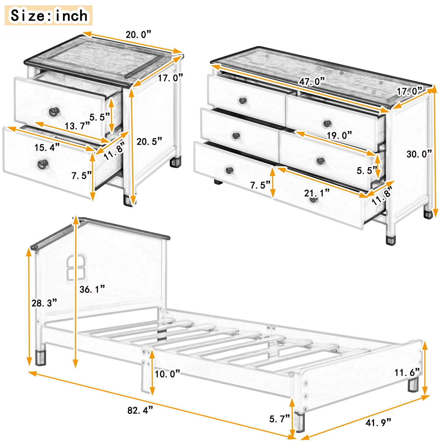 Elegant Twin Bedroom Set with Storage Solutions