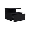 Sleek Black Floating Nightstand with Drawer