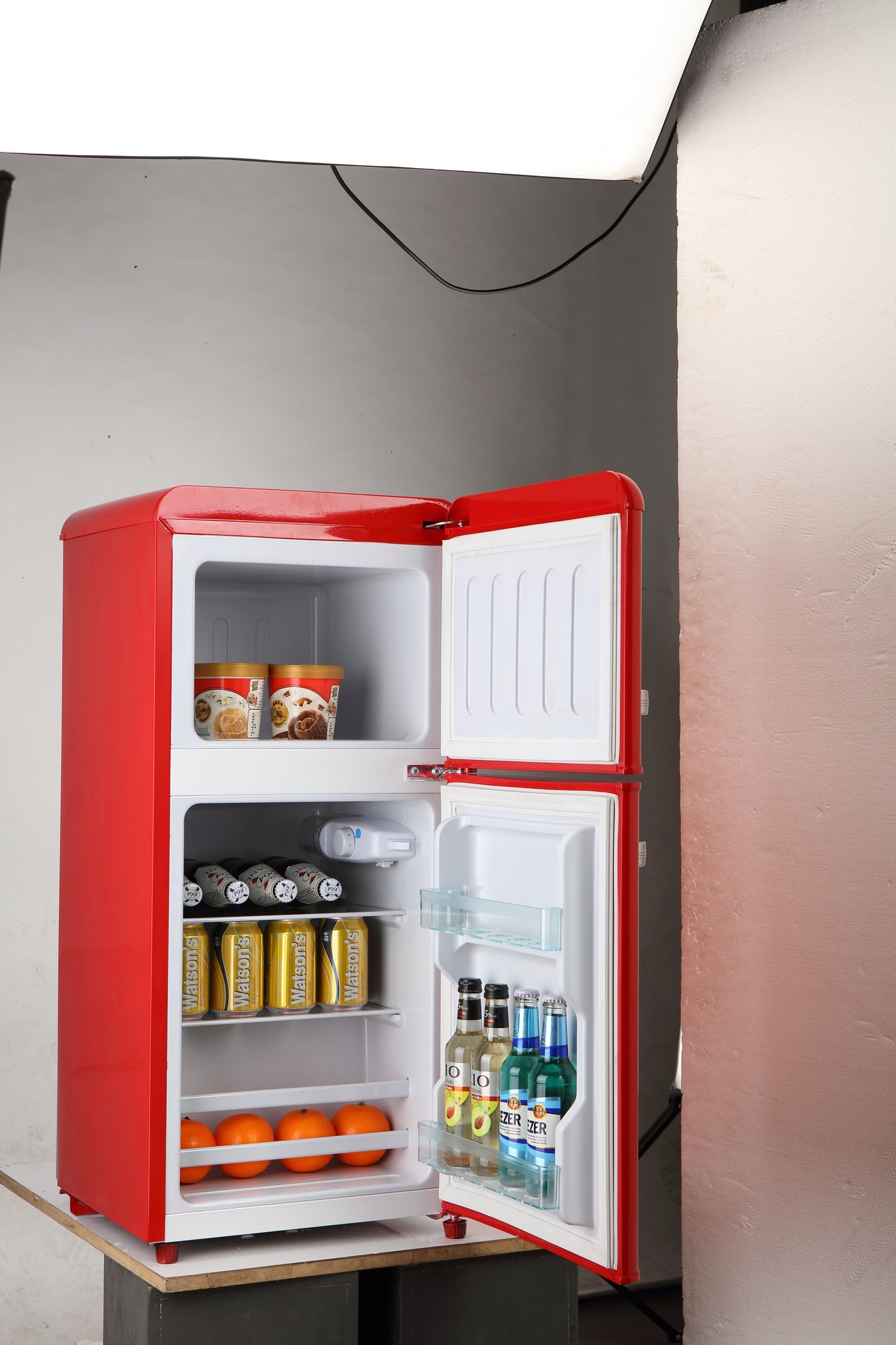 Chic Red Mini Fridge with Freezer – Perfect for Any Space!