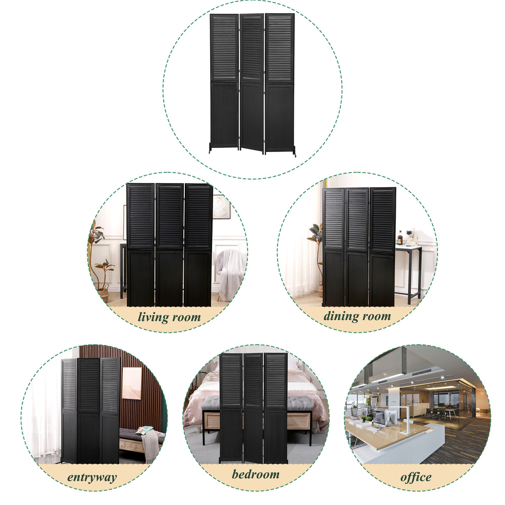 Chic Black Folding Room Divider