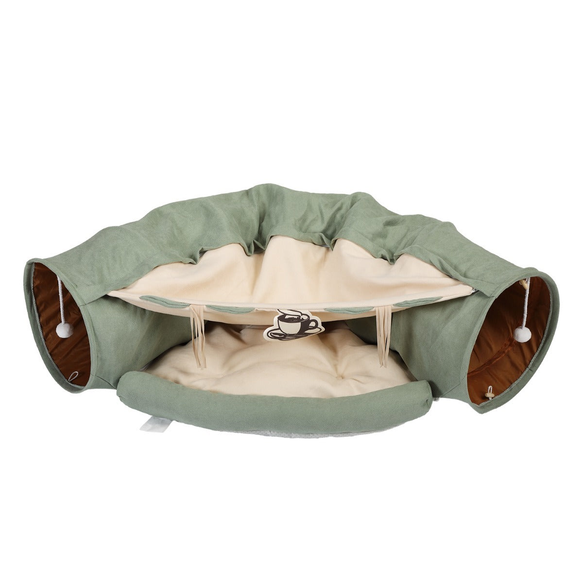 Cozy Cat Tunnel Bed with Fun Balls - Bright Green