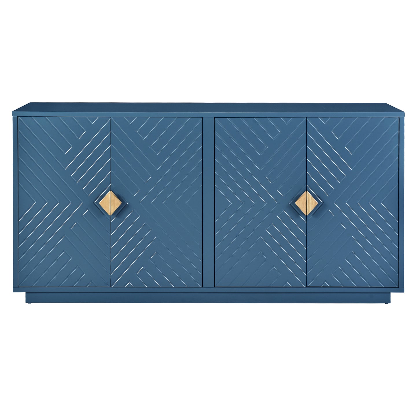 Chic Navy Sideboard with Stylish Handles & Adjustable Shelves