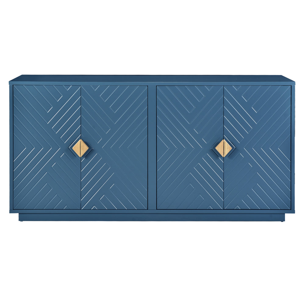 Chic Navy Sideboard with Stylish Handles & Adjustable Shelves