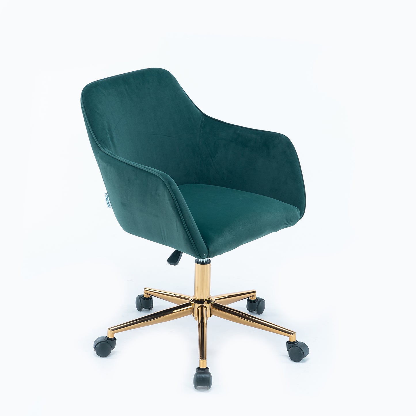 Chic Velvet Spin Chair with Gold Legs - Dark Green