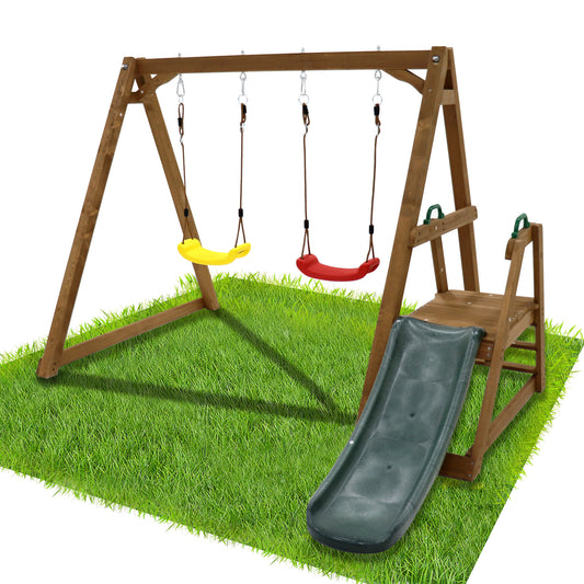 Adventure Swing Set with Slide & Climbing Fun