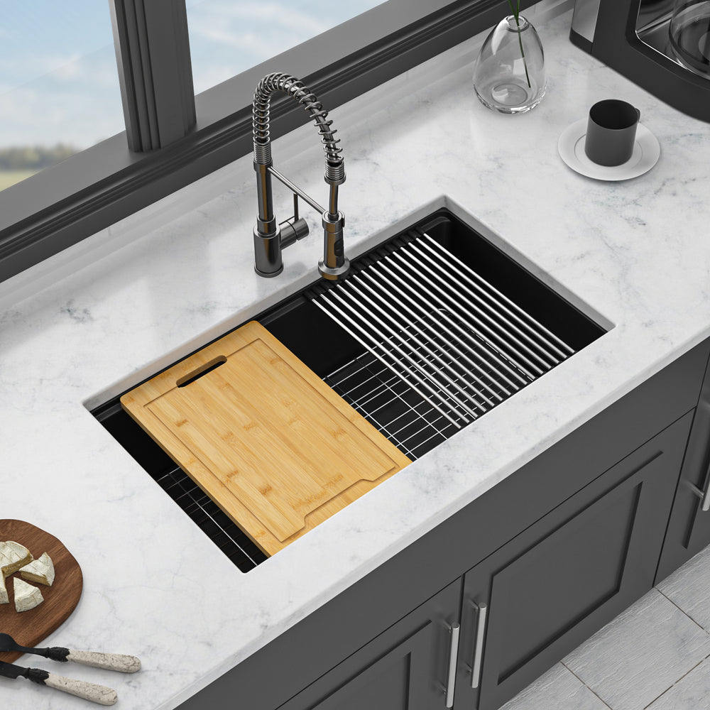 Sleek Black Quartz Workstation Sink