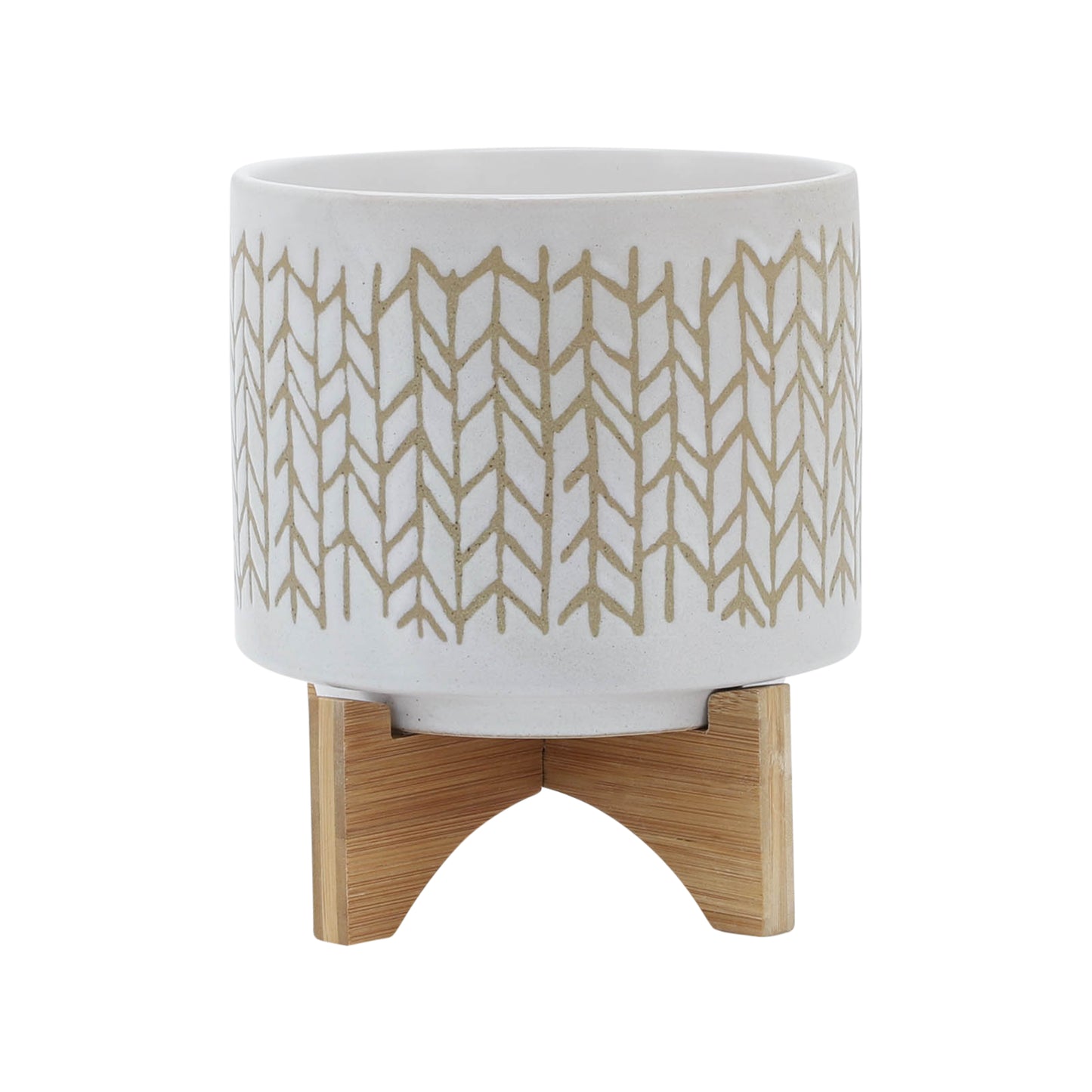 Stylish Chevron Planter with Stand - Sandstone