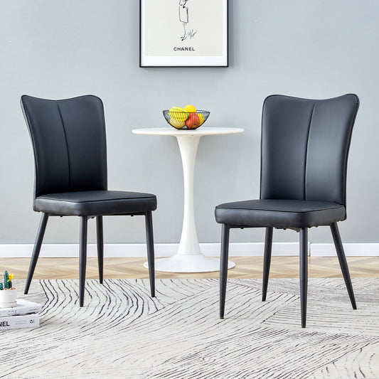 Chic Curved Black Dining Chairs - Set of Two