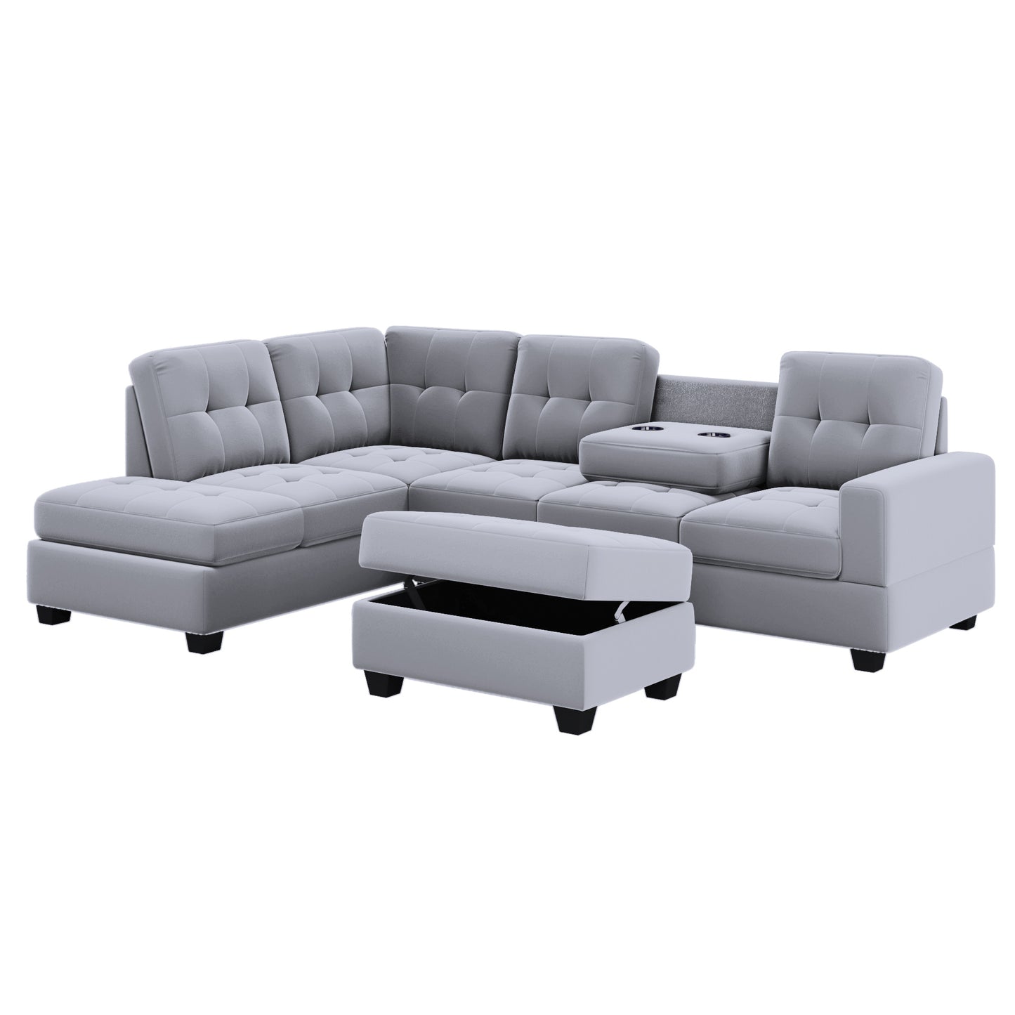 Cozy Corner Sofa with Storage & Cup Holders