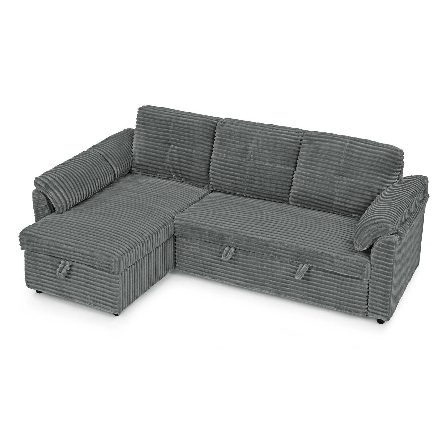 Cozy Convertible Corduroy Sectional Sofa with Storage and Recline