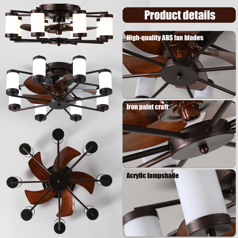 Sleek Flush Mount Ceiling Fan with Dimmable Light & Remote Control