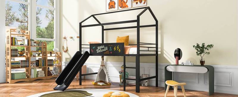Slide & Write Metal Loft Bed