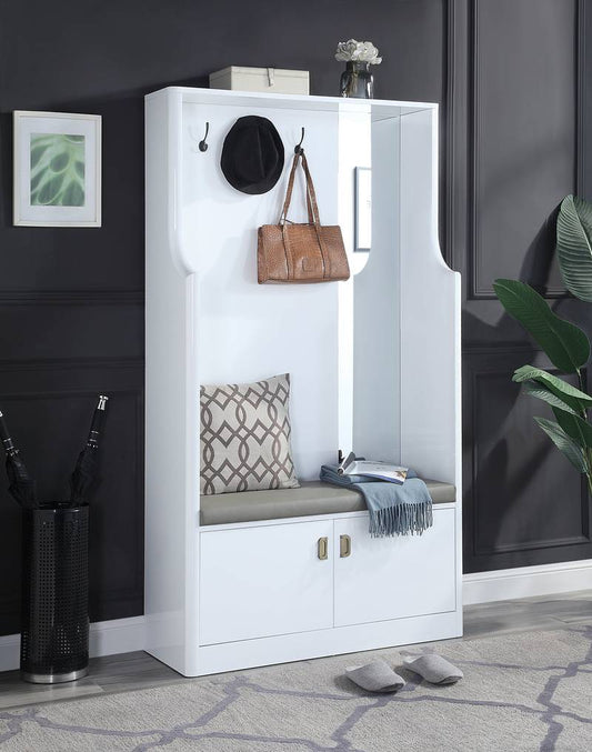 Sleek White Hall Tree by ACME