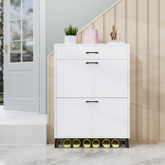 Sleek Shoe Cabinet with Hidden Drawers