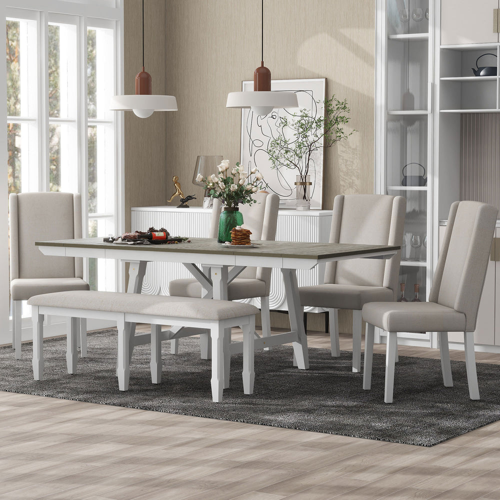 Versatile Dining Set with Extendable Table and Cozy Seating