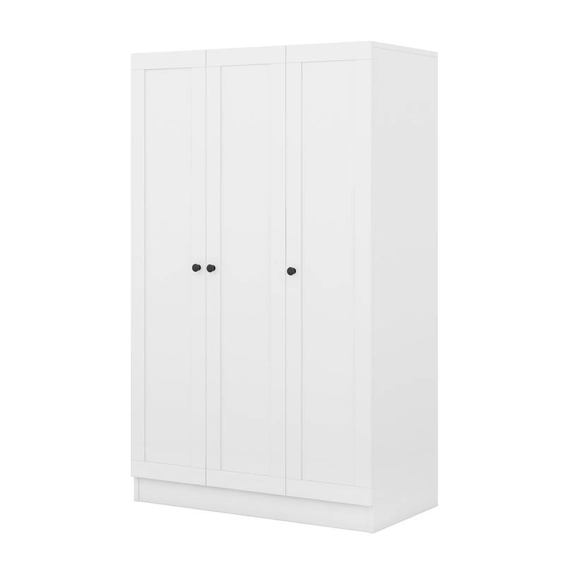 Chic White 3-Door Wardrobe with Shelves