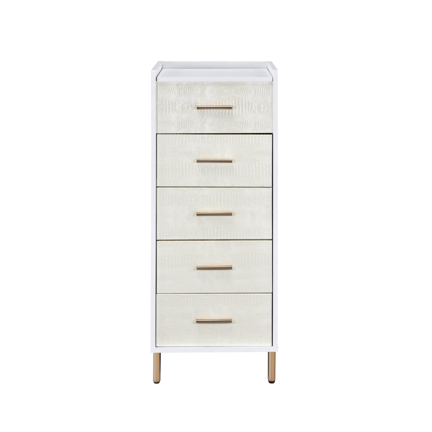 Chic Myles Jewelry Armoire in White and Gold