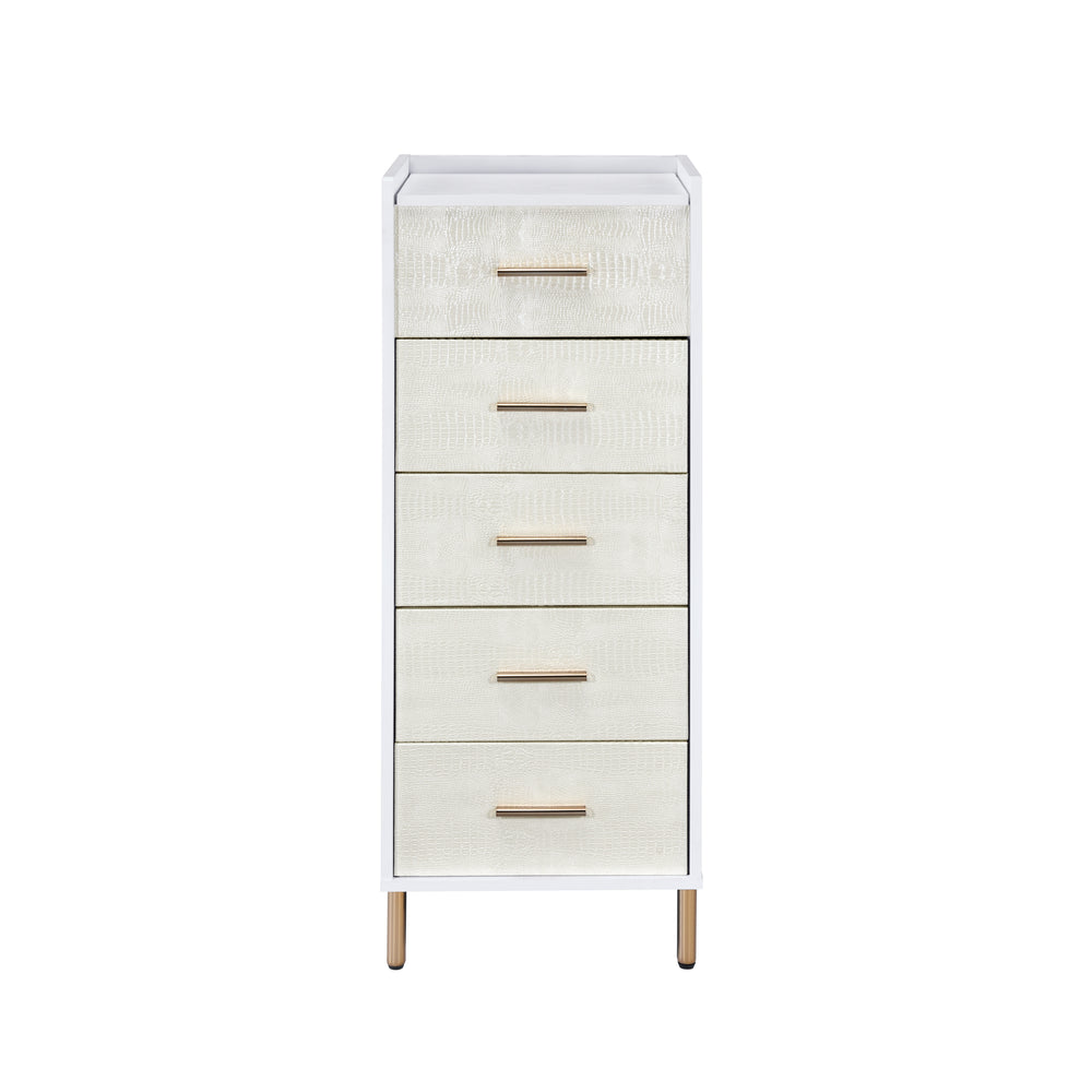 Chic Myles Jewelry Armoire in White and Gold