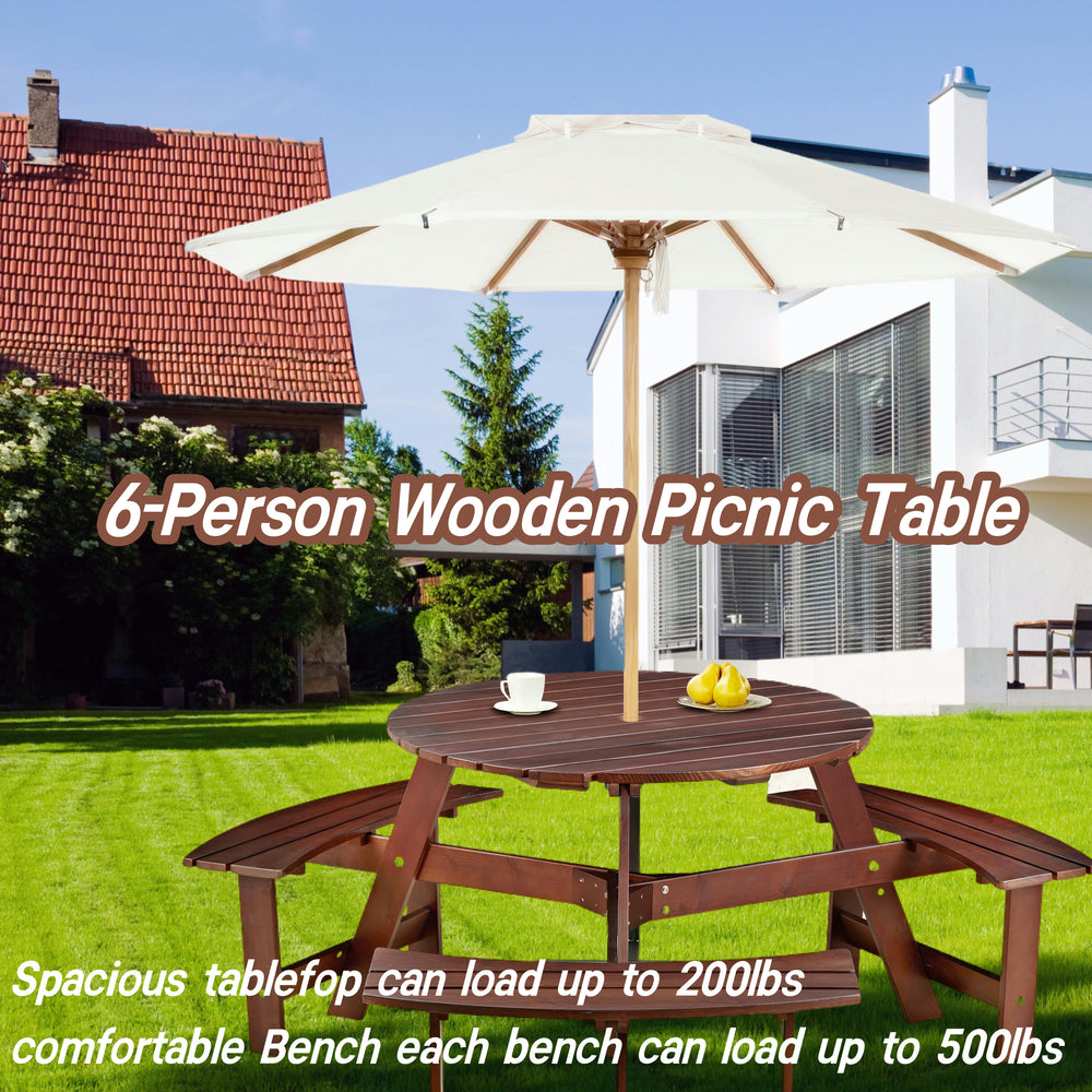 Gather & Enjoy: Spacious Round Picnic Table with Benches