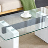 Sleek Glass & White Column Coffee Table