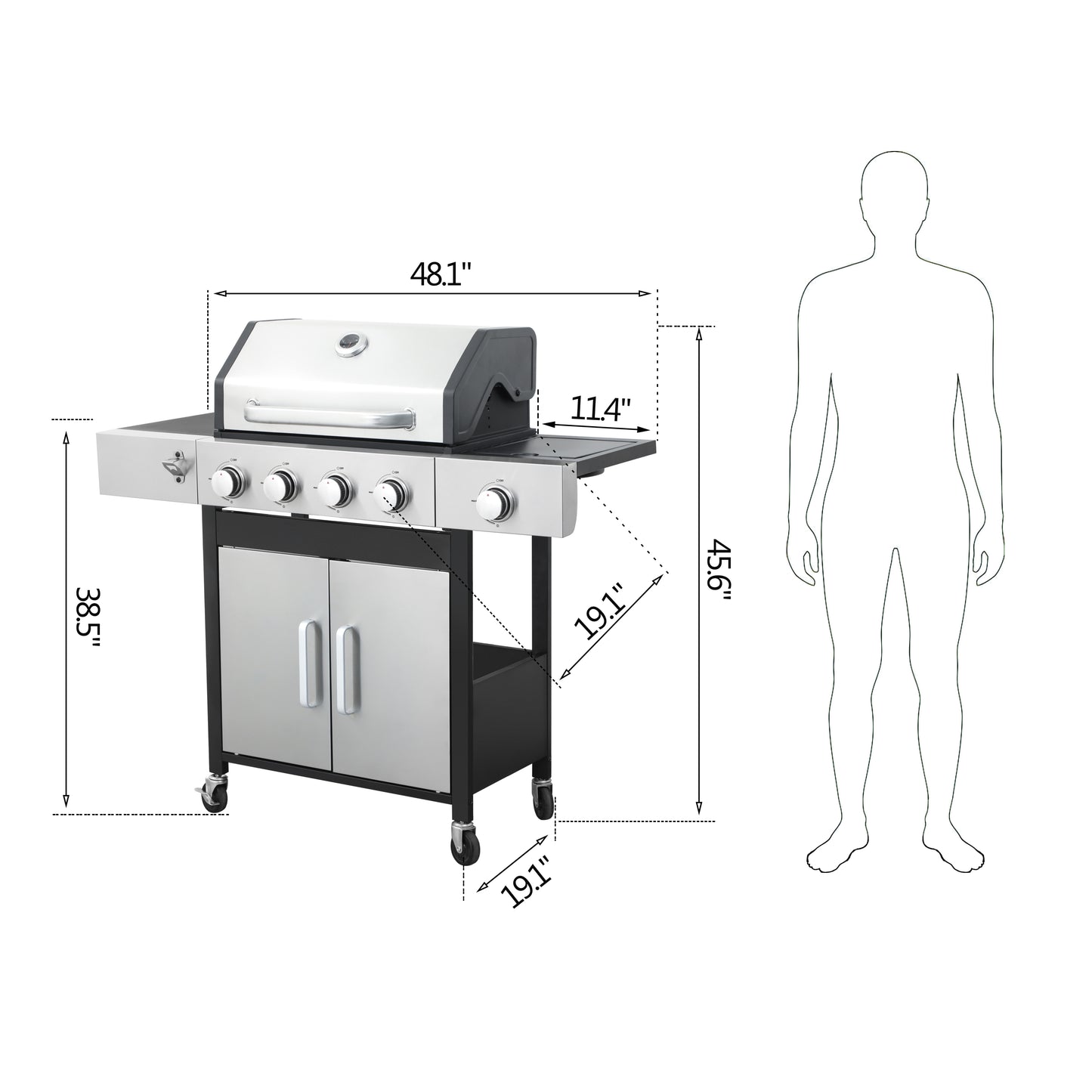 SizzleMaster Propane BBQ Grill with Side Burner