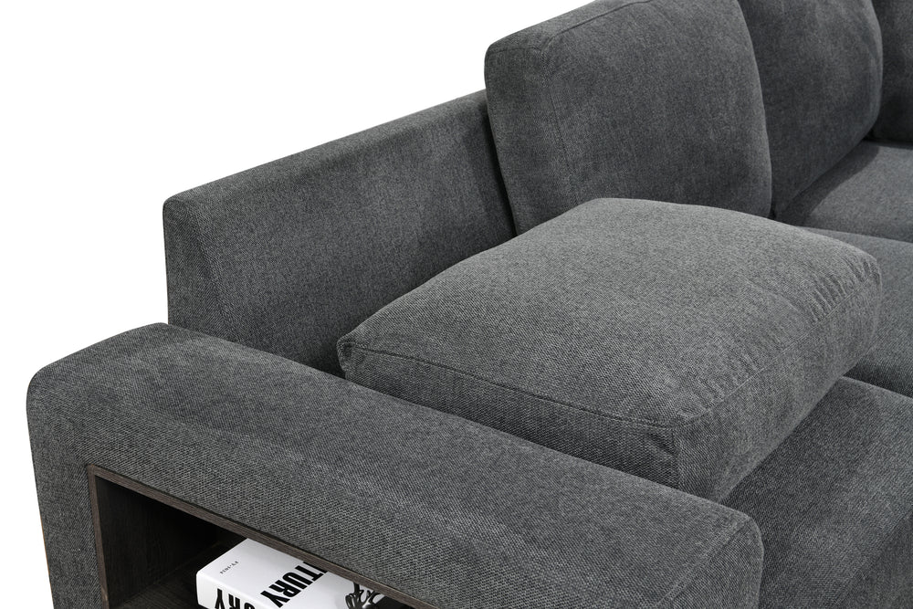 Cozy Modern U-Shaped Sectional Sofa with Storage and Pull-Out Bed - Dark Gray