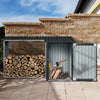 Black Steel Firewood Rack & Shed Duo