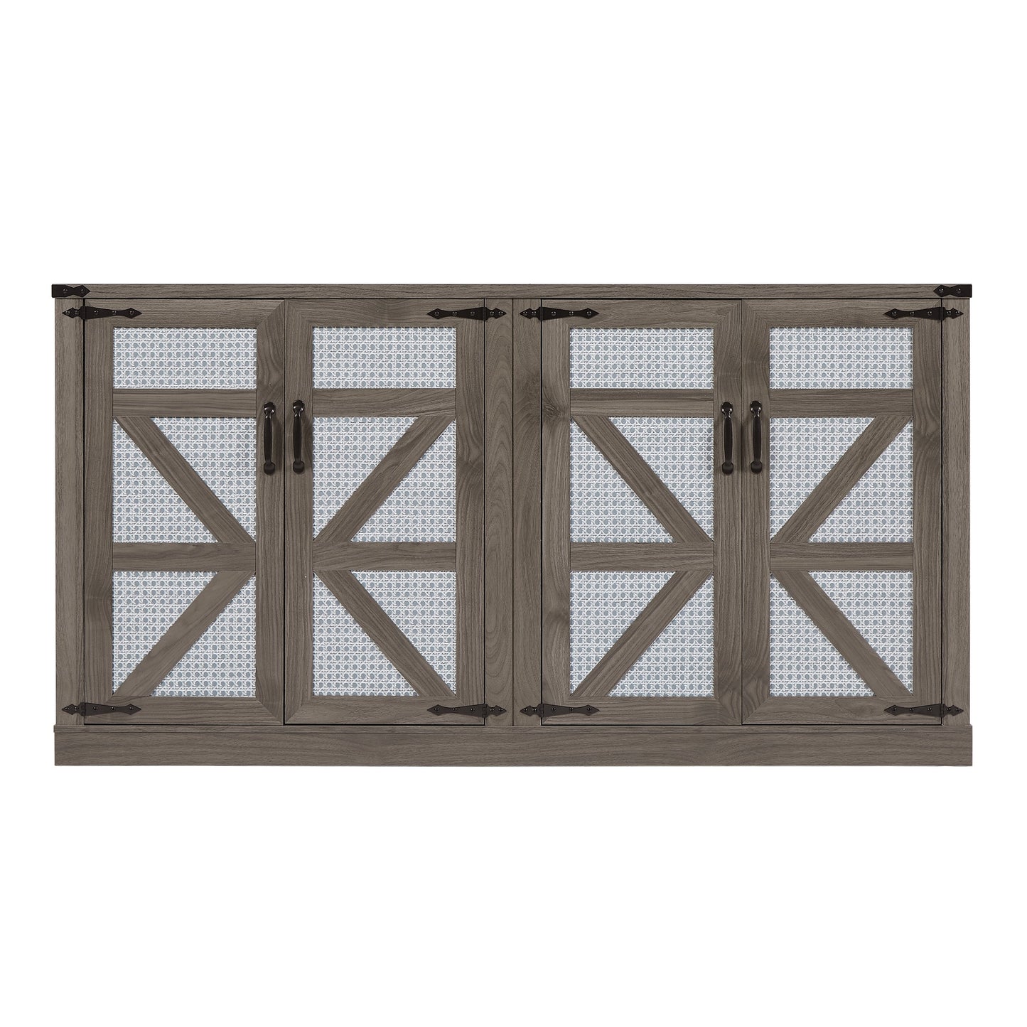 Rustic Barn Door Faux Rattan Sideboard